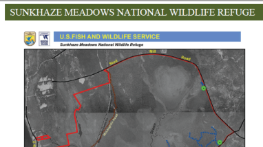 Image depicts hunting map of Sunkhaze Meadows National Wildlife Refuge