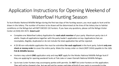 Opening Weekend Hunt Application & Instructions for Modoc NWR