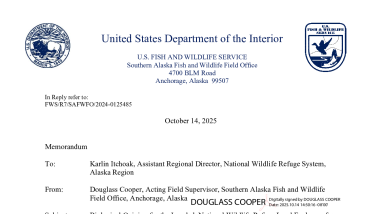 Biological Opinion for the Izembek National Wildlife Refuge Land Exchange for a Proposed Road Corridor
