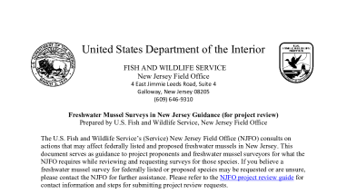 Freshwater Mussel Surveys in New Jersey Guidance For Project Review