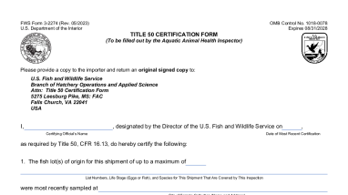 U.S. Title 50 Certification Form 3-2274