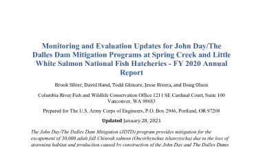 Monitoring and Evaluation Updates for John Day/The Dalles Dam Mitigation Programs at Spring Creek and Little White Salmon National Fish Hatcheries - FY 2020 Annual Report