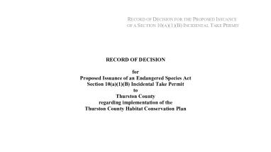 Thurston HCP Record of Decision
