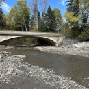 A free flowing river where a dam once impeded water flow.