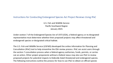 Instructions for Conducting Endangered Species Act Project Reviews Using IPaC