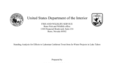 Standing Analysis for Effects to Lahontan Cutthroat Trout from In-Water Projects in Lake Tahoe