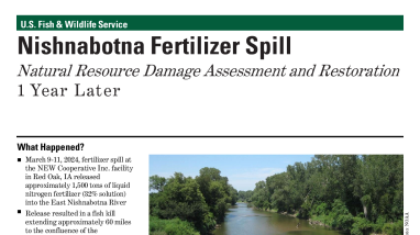 Nishnabotna Fertilizer Spill Natural Resource Damage Assessment and Restoration: 1 Year Later
