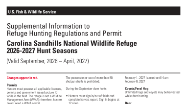 Carolina Sandhills NWR Hunt Supplemental - 2026/2027