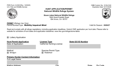 Hunt Application 2026 Mobility Impaired Blind