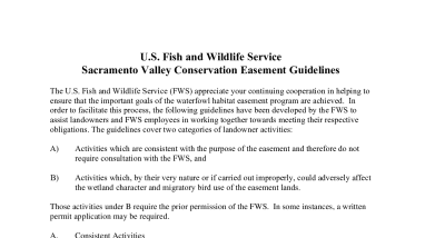 Sacramento National Wildlife Refuge Complex Conservation Easement Guidelines