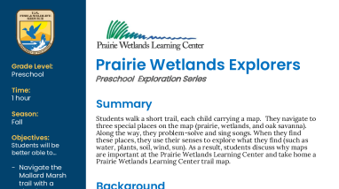 Preschool Fall Prairie Wetlands Explorers Lesson Plan