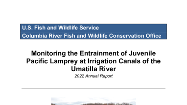 Monitoring the Entrainment of Juvenile Pacific Lamprey at Irrigation Canals of the Umatilla River