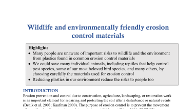 Handout on Erosion Control Products and Wildlife