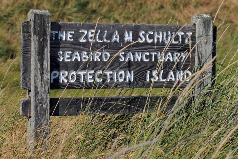 The Rustic Zella M. Schultz Seabird Sanctuary Sign on Protection Island