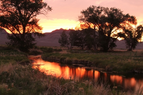 Sunset over House Spring in Fish Springs National Wildlife Refuge in Utah.