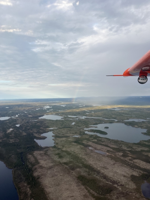 Rain shower and rainbow in northern Quebec