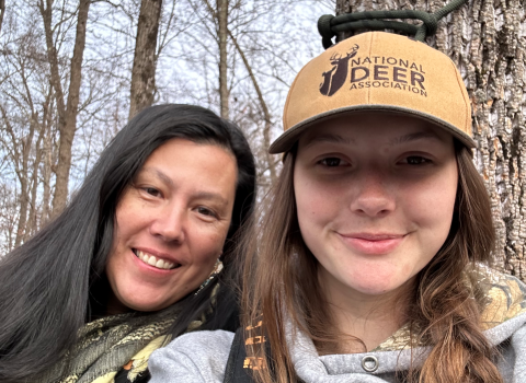 Mentor Autumn and Mentee Natasha at Mentored Archery Deer Hunt at Cherry Valley NWR November 2024