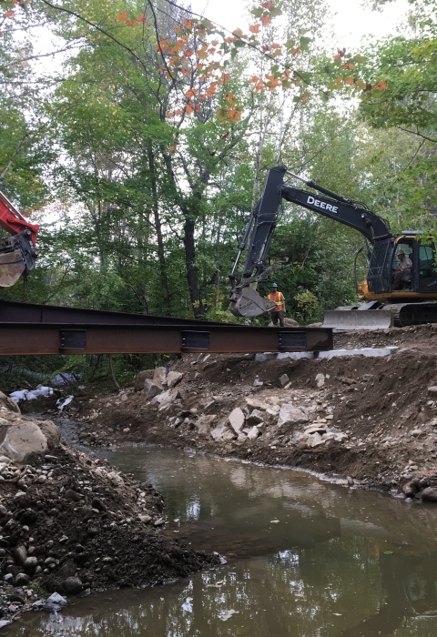 Aquatic connectivity restoration and bridge construction