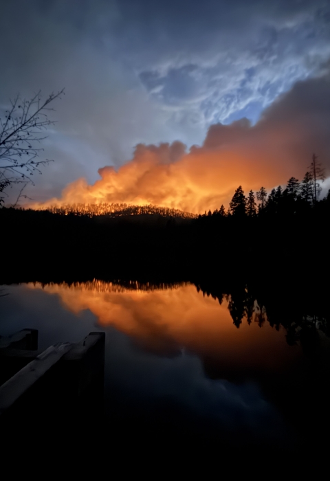 A fire burning on the horizon