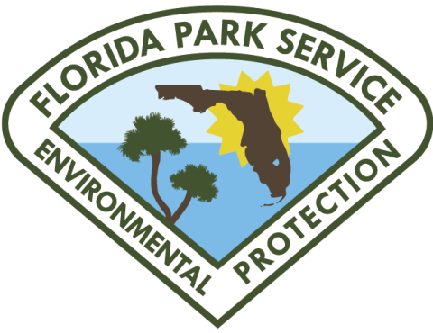 Florida Park Service Logo with palm trees and Florida outline