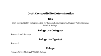 Draft Compatibility Determination for Research and Surveys, Canaan Valley National Wildlife Refuge