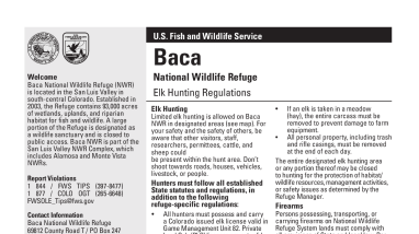 Baca Refuge Elk Hunting Regulations - May 2025