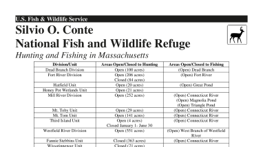 Massachusetts Hunting and Fishing Information Sheet