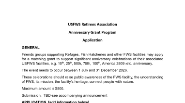 USFWS Retirees Association Anniversary Grant Program Application