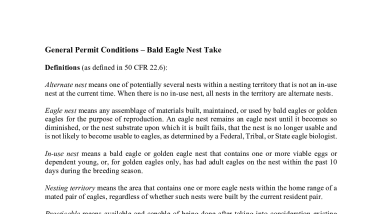 General Permit Standard Conditions - Bald Eagle Nest Take