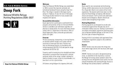 Deep Fork National Wildlife Refuge Hunting Brochure 2026 - 2027