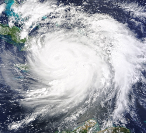 Satellite view of a large hurricane