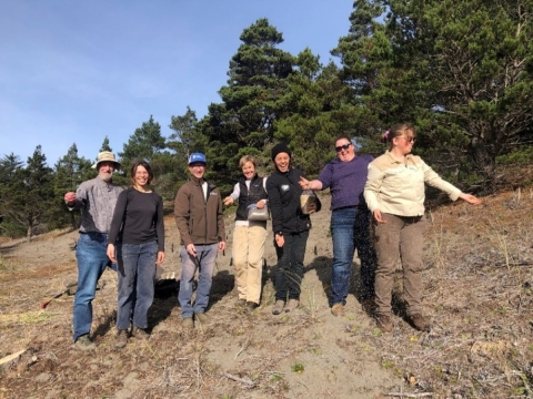 Representatives of the Pistol River Partnership at the project site celebrating completion of the habitat improvement project