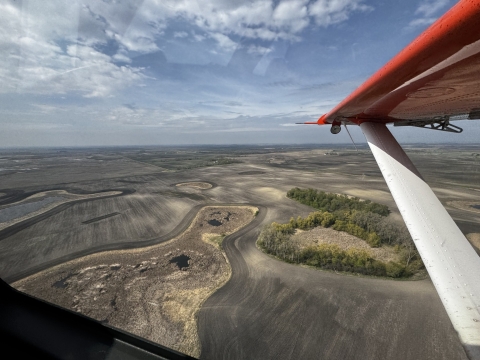 aerial view of drift prairie southeast of Devils Lake, North Dakota