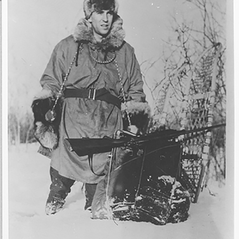 Clarence J. Rhode sits in the cockpit of a Grumman Goose, in Nome, Alaska, in 1949. E.P Haddon/USFWS.