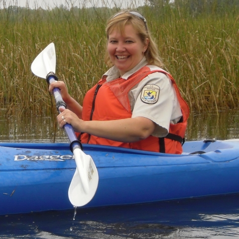 Kelly Blackledge in kayak