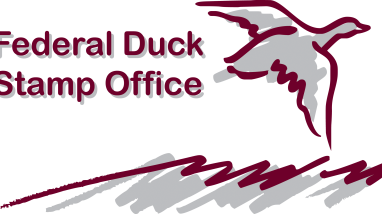 Federal Duck Stamp Office Logo, red outline of bird
