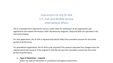 Instructions for Completing the SF-424 (International Affairs, Funding Opportunities)