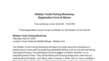 Ritidian Youth Fishing Workshop Registration & Waiver Form