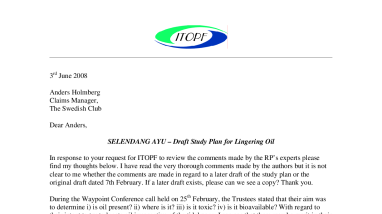 IV.B.1.c ITOPF comments on Draft Study Plan for Lingering Oil