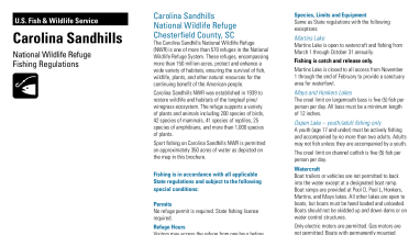 Carolina Sandhills NWR Fishing Brochure 2024