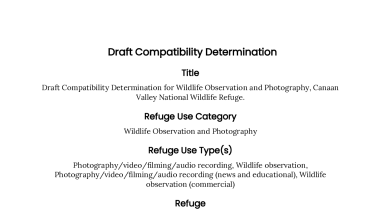 Draft Compatibility Determination for Wildlife Observation and Photography, Canaan Valley National Wildlife Refuge
