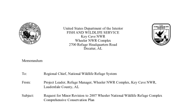 Key Cave NWR - Memo for Minor Revision to 2007 Wheeler NWR Complex CCP