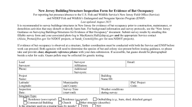 New Jersey Building/Structure Inspection Form for Evidence of Bat Occupancy