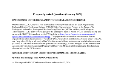Indiana Bat and Northern Long-eared Bat Programmatic Consultation: Frequently Asked Questions