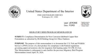 MB Memorandum: Review of New Corrosion-Inhibited Copper Shot