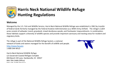2026-27 Harris Neck NWR Hunt Regulations