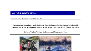 Summary of Abundance and Biological Data Collected During Juvenile Salmonid Monitoring in the Mainstem Klamath River Below Iron Gate Dam, California, 2021
