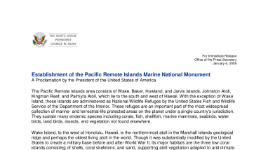Presidential Proclamation 8336 PRIMNM -Establishment of the Pacific Remote Islands Marine National Monument