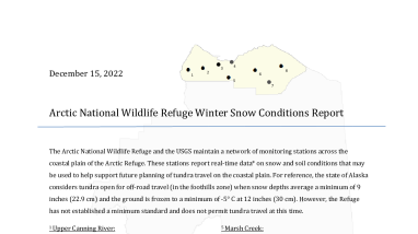 Arctic Refuge Winter Snow Conditions Report 12-15-2022
