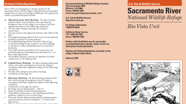 Sacramento River Refuge Rio Vista Leaflet for Sacramento National Wildlife Refuge Complex